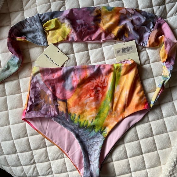 NWT Mara Hoffman Abigail Bikini Top & Lydia Bottom Set in Multi Tie Dye M - Picture 4 of 5